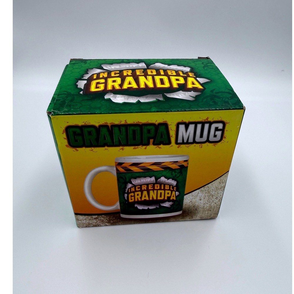 Incredible Grandpa Mug Fun Services Green Comic Style Coffee Cup New in Box
